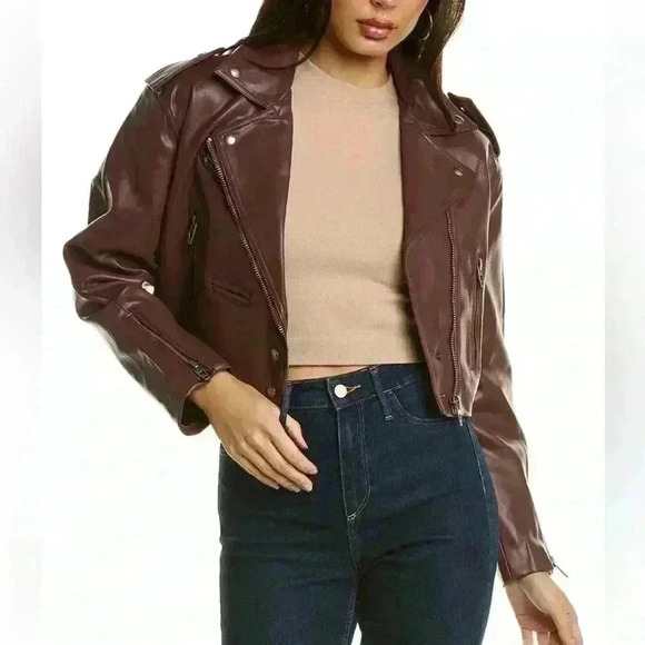 BLANKNYC dark red/ brown leather jacket size large NWT - Picture 1 of 4